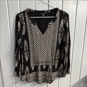 Lucky Brand Black and White Relaxed Graphic Tunic